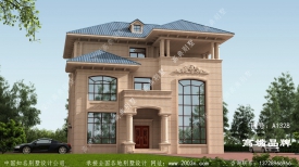 农村复式三层欧式石材别墅效果图大全
