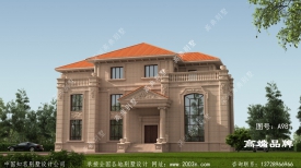 欧式气派三层石材别墅图纸及效果图