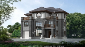 新中式三层别墅住宅配复式大厅落地窗