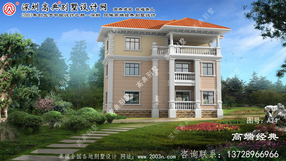 贾汪区欧式风格三层复式别墅效果图