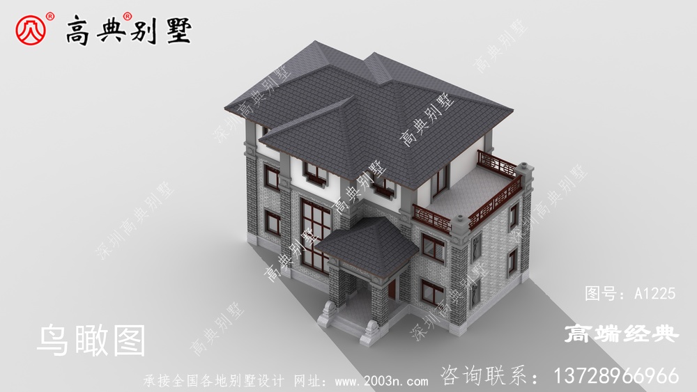 三层别墅大户型方案,有效果图和平面图,过完年就建茂名市