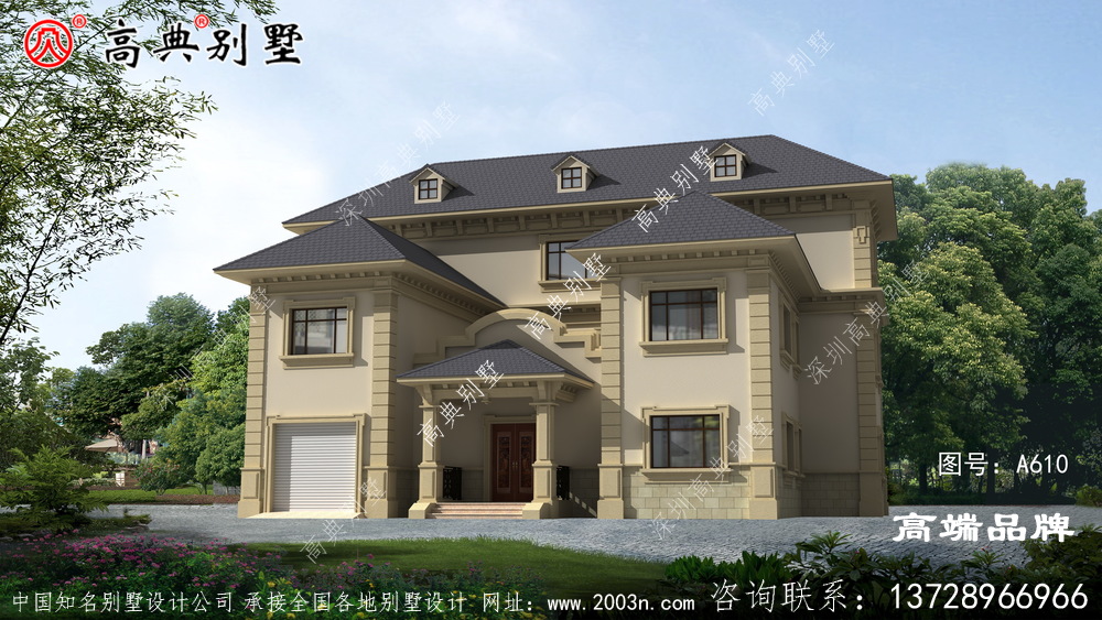 屋顶层次分明,坡度明显,给房屋增添了一丝高端