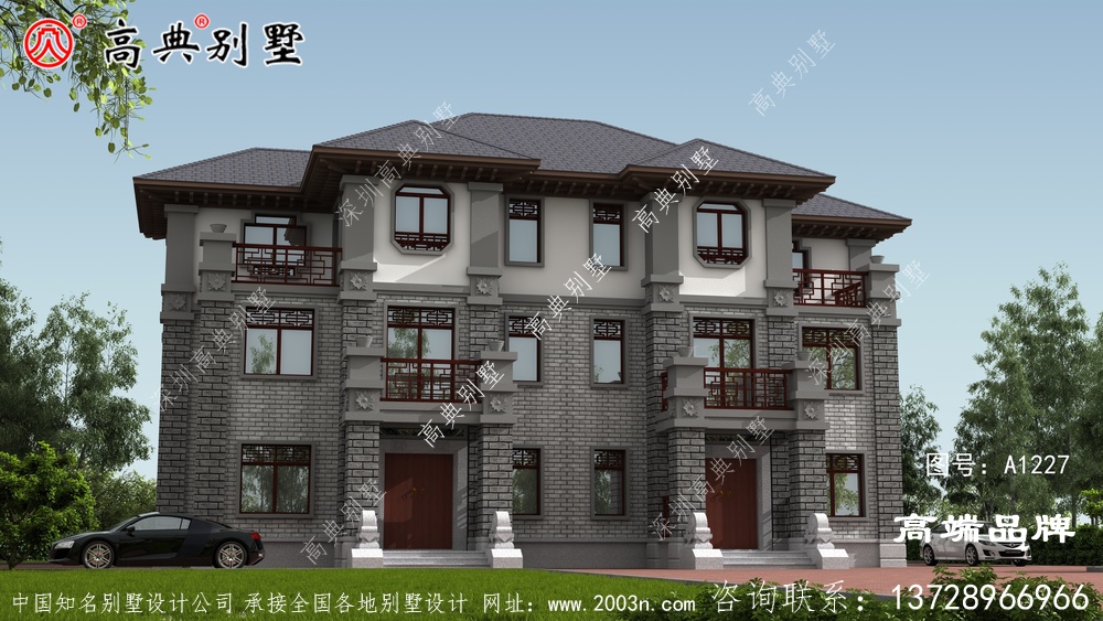 兄弟和睦建中式双拼别墅，日子越过越红火