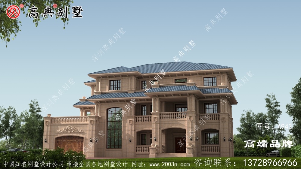 最受欢迎的欧式石材三层别墅占地面积适中