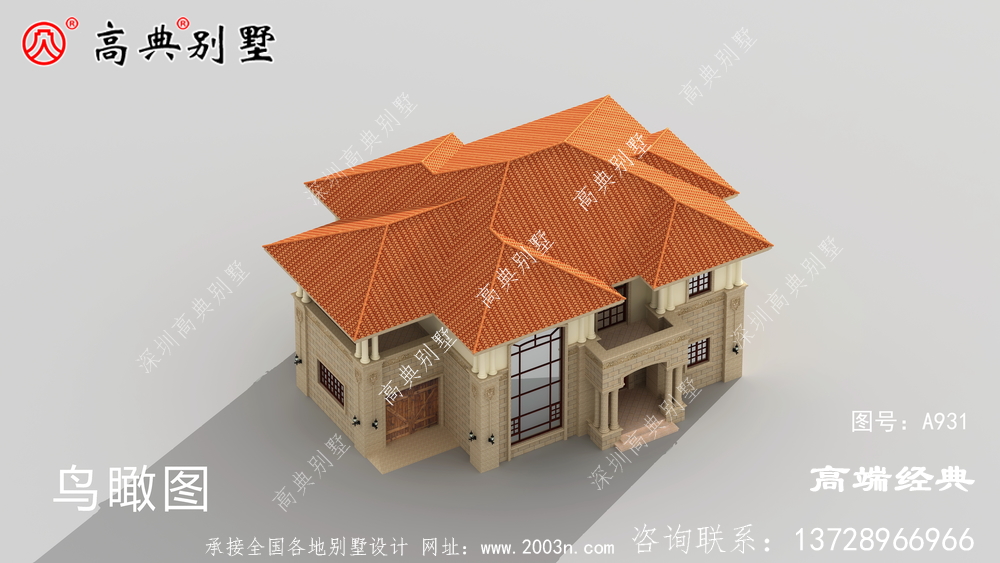 复式两层简欧别墅,停车也是非常的方便带有车库